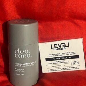Cleo.coco. Charcoal Deodorant and Level Naturals Soap